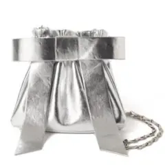 Ray BEAMS リボンチェーンバッグ　シルバー