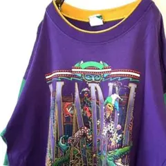 USA製 Mardi Gras ピエロ 配色 Tシャツ XL パープル 紫 古着