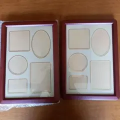 木製赤いフォトフレーム 6枚用2セット