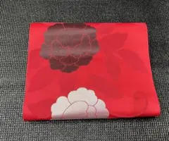 名古屋帯 赤 アンティーク 花