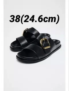 【完売品】ZARA バックルフラットサンダル サイズ38 24.6cm 新品