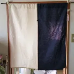 ハンドメイド　暖簾（生成り×紺）80×90.5