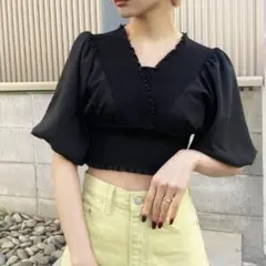 EMODA シャーリングミニトップ　ブラック