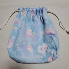 シェル柄(サックス)の巾着袋
