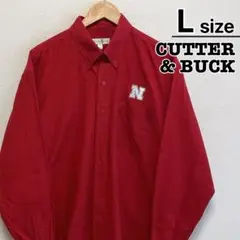 CUTTER & BUCK　ユニフォームシャツ　長袖　L　レッド　イニシャル　N
