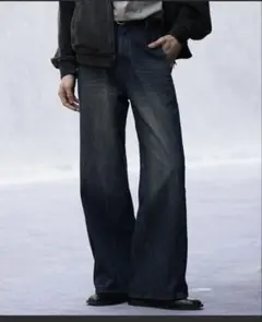 CURVED FLARE DENIM SLACKS