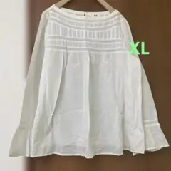 ユニクロ ホワイトストライプフレア袖ブラウス XL