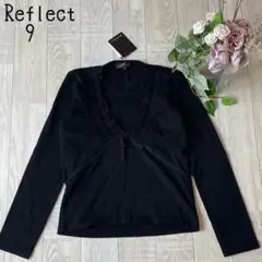 【リフレクトReflect】新品　薄手ウール　レースリボン　ニットプルオーバー黒