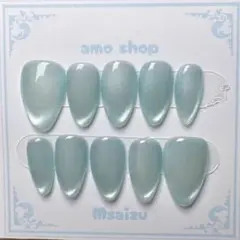 水色マグネット×透明感ニュアンスネイルチップ