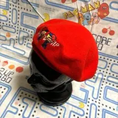 〜90s Sanrio ウール ベレー帽 赤 キャラクター 刺繍 サンリオ 古着