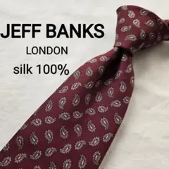 美品　JEFF BANKS レッド　 赤　シルク　ネクタイ　ペイズリー　ドット