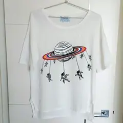 半袖Tシャツ レディース L　メンズМ　ビンテージ プリント　宇宙　UFO
