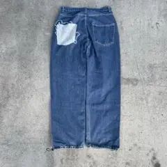 00s archive wash design baggy denim