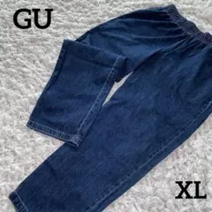 《ジーユー》デニムパンツ/イージーパンツ/やや濃い青/大きめ/綿100/XL