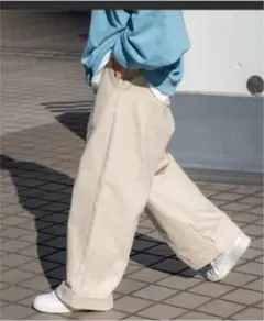 perushu ロールアップワイドチノパンツ