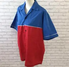 青と赤のバイカラー 半袖シャツ