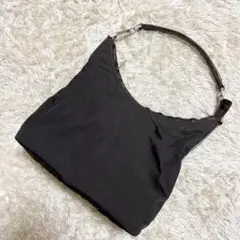 GUCCI ハンドバッグ ナイロン×レザー シルバー金具 黒 ショルダーバッグ