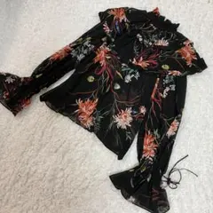 【新品タグ付き】H&M シフォンフラワープリント ブラウス Mサイズ