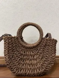 かごバッグ 半月型　ショルダーバッグ　超美品