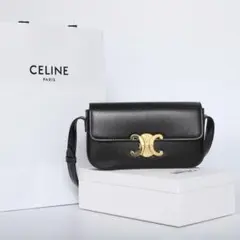 CELINE ブラックショルダーバッグ ゴールドロゴ
