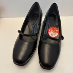 新品未使用　23センチ黒　幅広パンプス　ヒール　就活面接フォーマルバックルつき