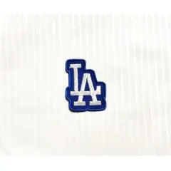 LA　文字　刺繍ワッペン　白 × 青 × 青