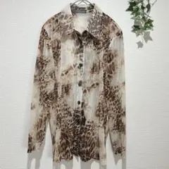 【SUGITA BIS】シアーシャツ レオパード柄 レディース　総柄　ブラウン