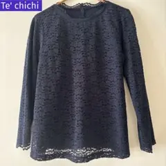 Te chichi　テチチ　総レースブラウス　ネイビー