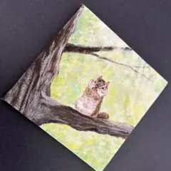 アクリル画　原画　リス　動物　アート　インテリア　アートパネル