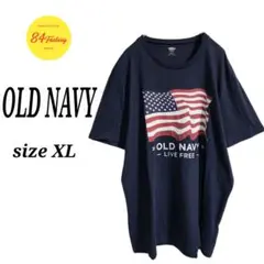 OLD NAVY ショートスリーブ プリントTシャツ 半袖 紺 メンズ XL
