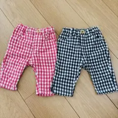 BRANSHES 赤と黒のチェックパンツ 80 ２枚セット