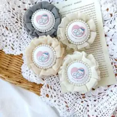 ふわふわシフォンのマタニティロゼット　両面マタニティマーク　おなかに赤ちゃん
