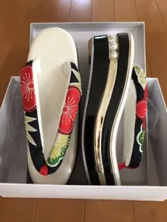 草履 松竹梅パール 黒フリーサイズ
