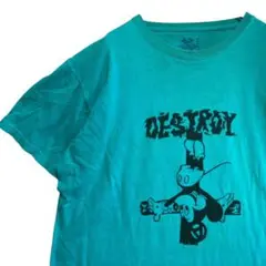 BGKA キャラ Tシャツ 古着 水色 デストロイ ピース セディショナリーズ