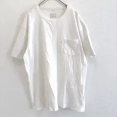 ホワイト 半袖 Tシャツ ポケット付き　ユニセックス　Lサイズ
