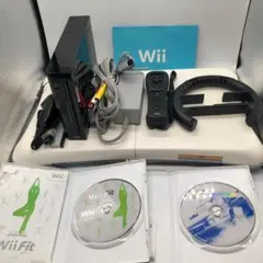 美品 Wii本体 黒 付属品 ブラック fitセット GTプロセット ソフト付き