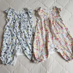 【70サイズ】UNIQLOベビー花柄ロンパース 2点セット