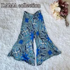 DAMA collectionレーヨン100%ペイズリー柄イージーパンツW64青