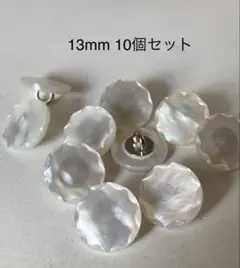 飾りボタン 貝ボタン(白蝶貝) ダンデライオン 13mm 10個セット