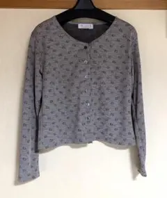 [美品]花柄 グレー カーディガン