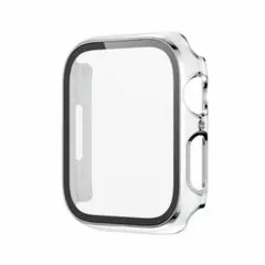 アップルウォッチ ホワイト＆シルバー 保護ガラス カバー 38～45mm 43