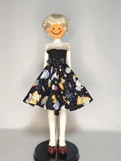 MSD 40cm 1/4 レトロキュートなオフショルダーワンピース 黒