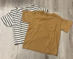 【美品】ボーダーTシャツ（futafuta)と茶色Tシャツセット（無印）
