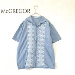 マックレガー L 半袖シャツ 花柄刺繍入り ゆったり 涼感 綿100