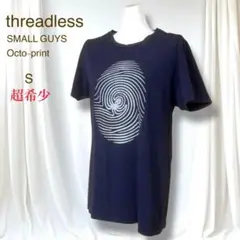 超希少　スレッドレス　半袖Tシャツ　オクトプリント　たこ　綿100% 紺色　S