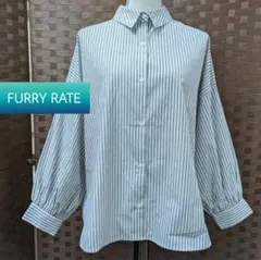 超美品【FURRY RATE】長袖シャツ　ストライプ　黒×白　フリーサイズ