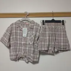 しまむら　リッカチェックシャツ＋ショートパンツ