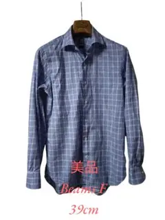 美品　BEAMS F シャツ　グレンチェック　39cm