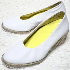 極美品☆fitfit ジュート ウェッジパンプス 22.5㎝ 白 コンフォート