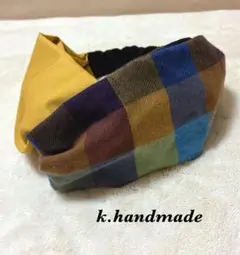 ターバン 人気商品 市松模様 カラフルチェック クロスターバン ヘアターバン
